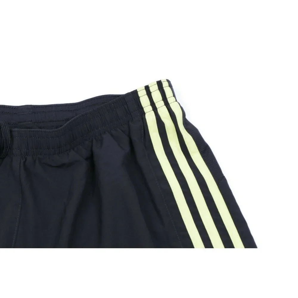 adidas Black Athletic Shorts with Neon Yellow Stripes